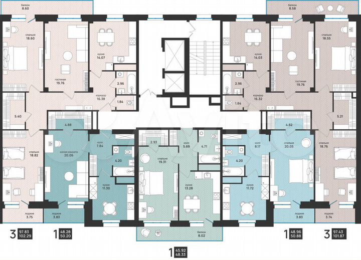 1-к. квартира, 50,9 м², 8/15 эт.
