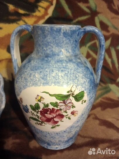 Глиняный кувшин и блюдо,ручной работы