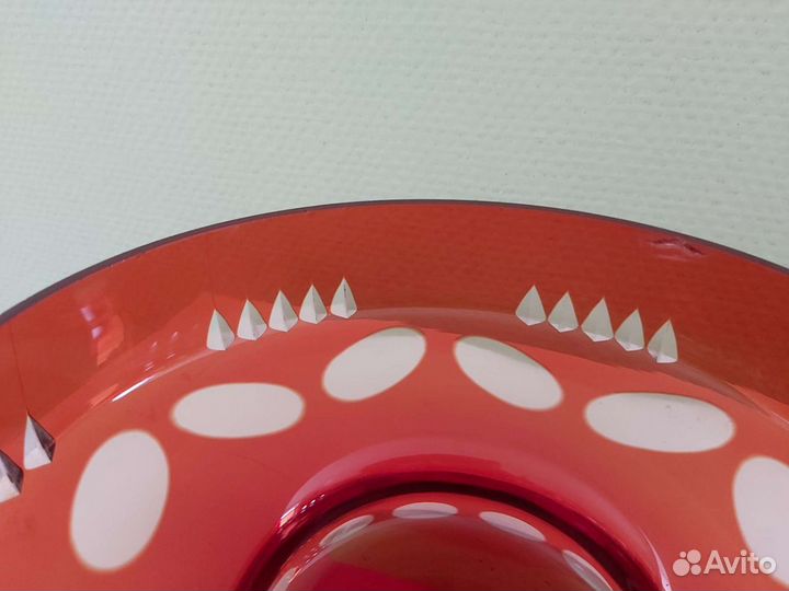 Ваза для фруктов красное стекло СССР