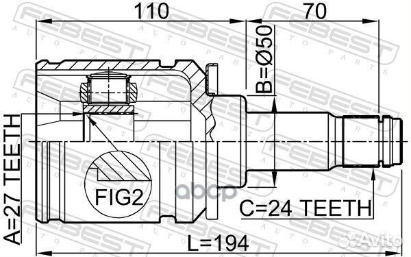 Шрус внутренний левый 27X50X24 0111-MCV30LH Febest