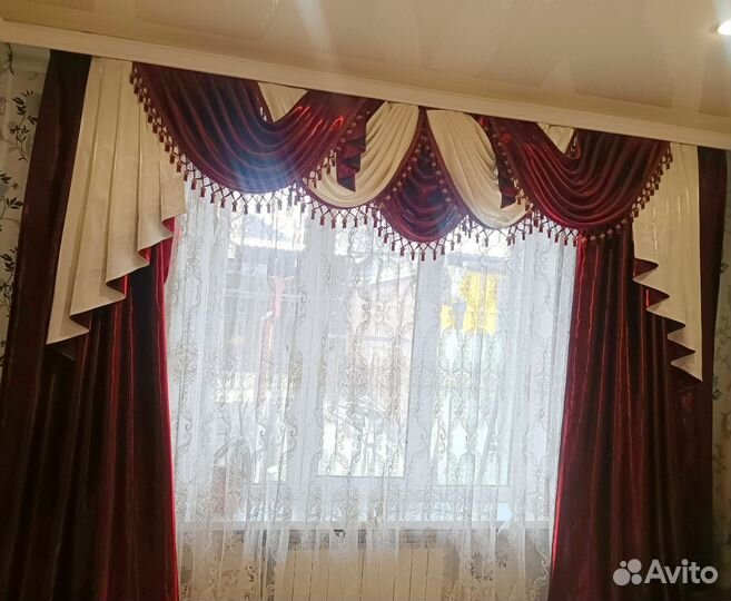 Шторы с ламбрикеном бу