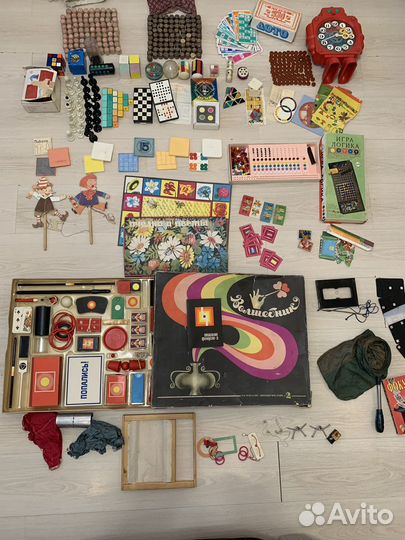 Игрушки СССР, фокусы, лото, головоломки, шахматы