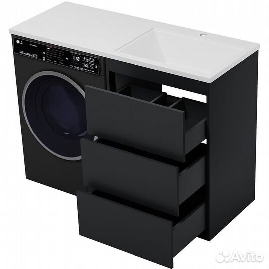 Тумба под раковину Brevita Grafit 59 напольная под стиральную машину графит GRA-01060-013Я