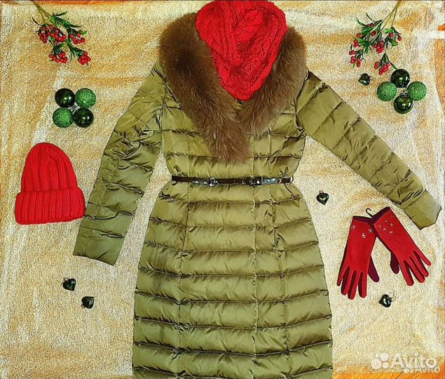 Пуховик зимний длинный женский 44 46 с капюшоном