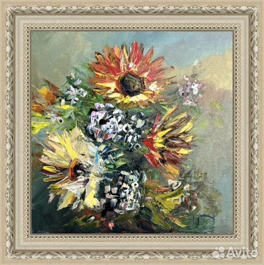 Картина маслом на холсте подсолнухи