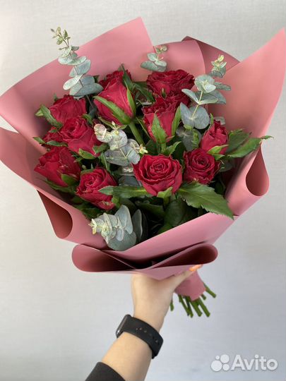 Очень красивые букеты из роз и эвкалипта