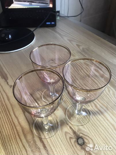 Фужеры цветное стекло СССР 3 штуки