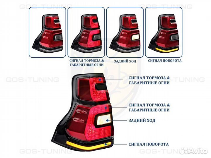 Задние фонари Тойота Ленд Крузер Прадо 150 (09-17)