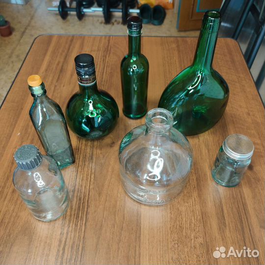 Бутылки баночки пузырьки стеклянные декоративные