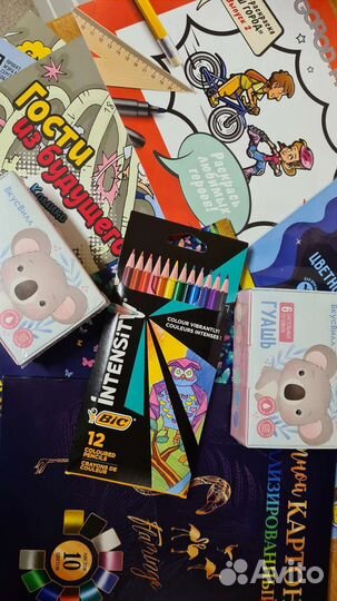 Набор для творчества - гуашь, картон, раскраски