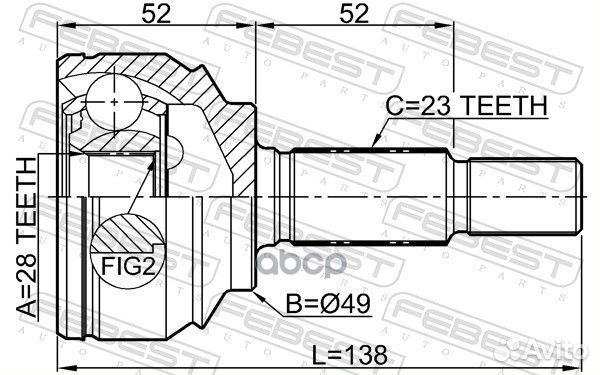 Шрус наружный 28X49X23 2410logii Febest