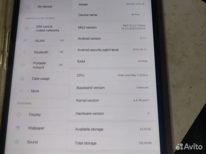 Xiaomi mi pad 4 plus с дефектом