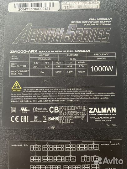 Блоки питания модульные 750w/1000w
