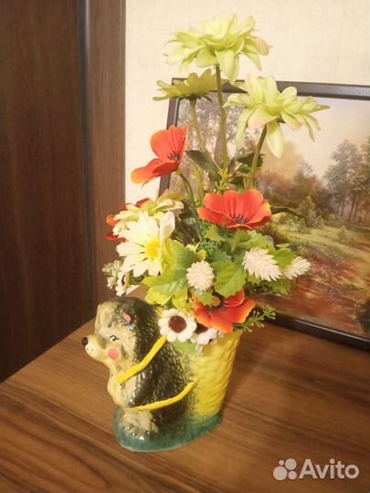 Ваза ёжик с цветами