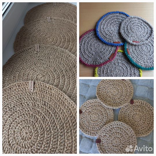 Салфетки из джута. Ручная работа