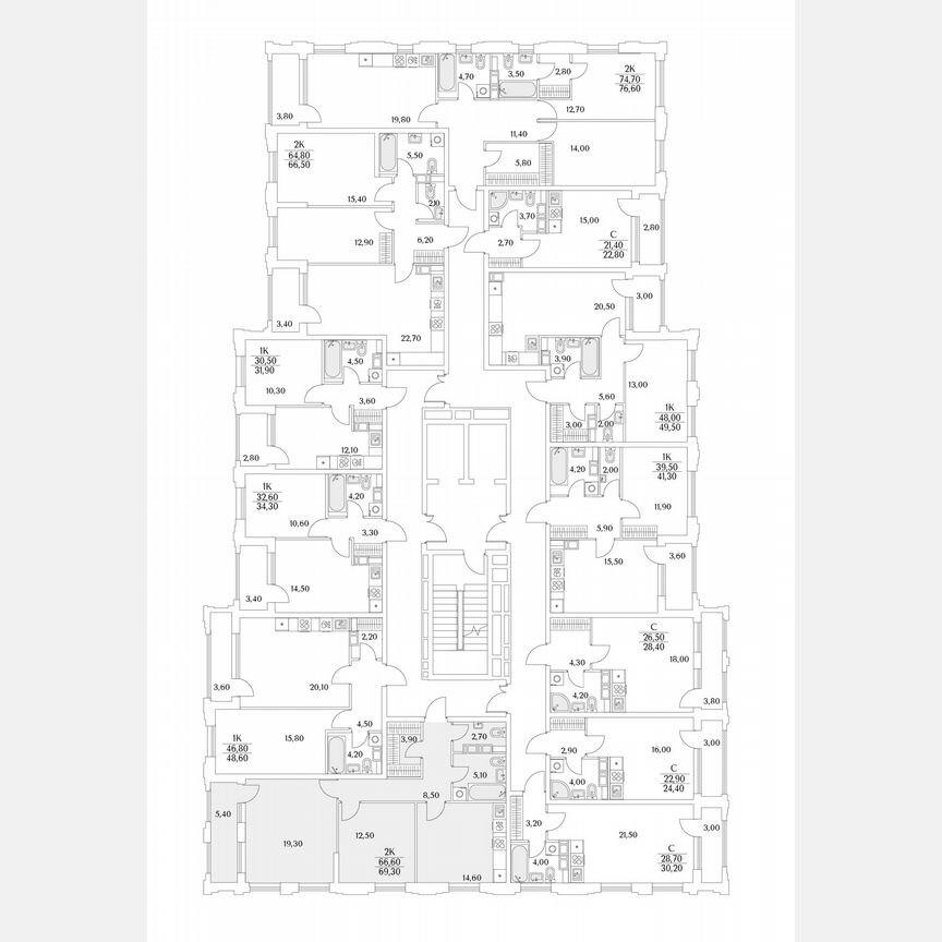 2-к. квартира, 69,3 м², 9/13 эт.