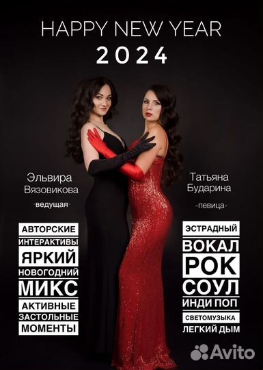 Новогодняя программа. Ведущая, живой вокал