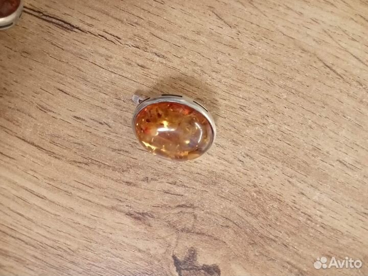 Комплект бижутерии СССР серьги и кольцо янтарь
