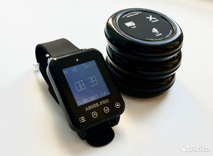 Беспроводная кнопка вызова официанта и часы