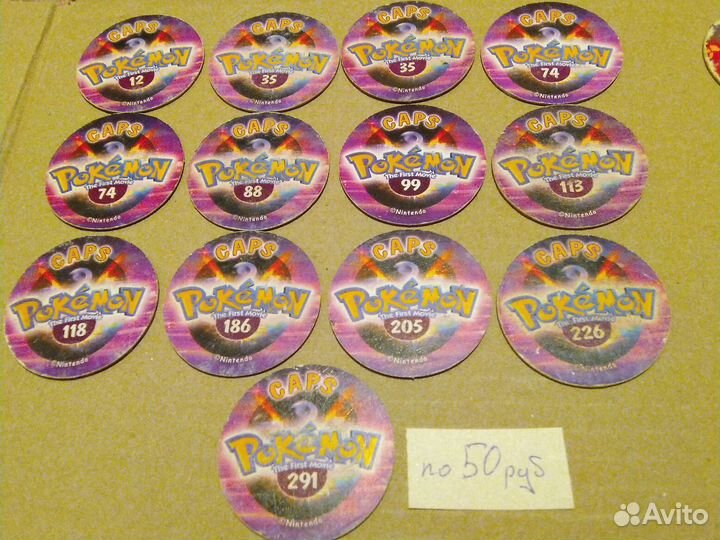 Фишки, кэпсы Покемон картон Муви