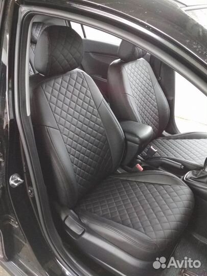 Чехлы Экокожа Ромб на Kia Rio 4 + X-linе Автопилот