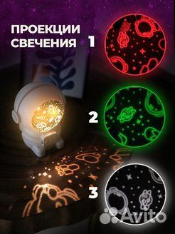 Ночник детский светильник проектор звездного неба