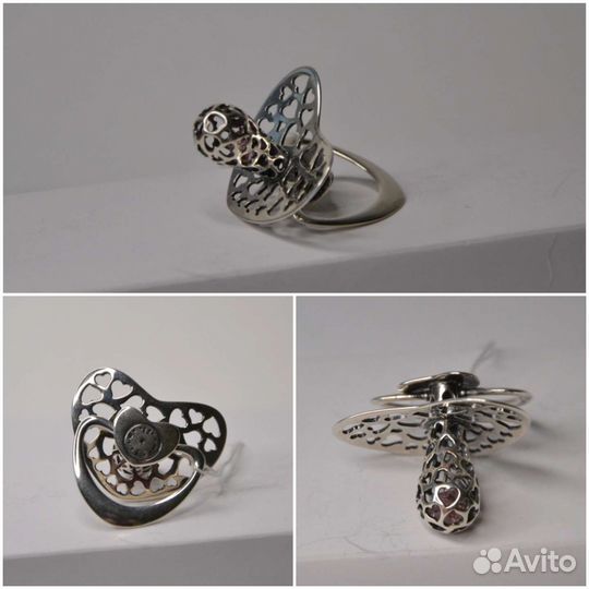 Погремушка Пустышка Соска шкатулка серебро 925