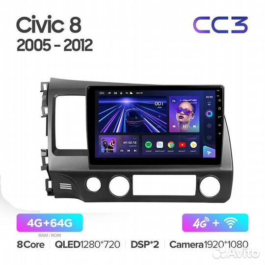 Teyes CC3 4+64 для Honda Civic 2008-2011