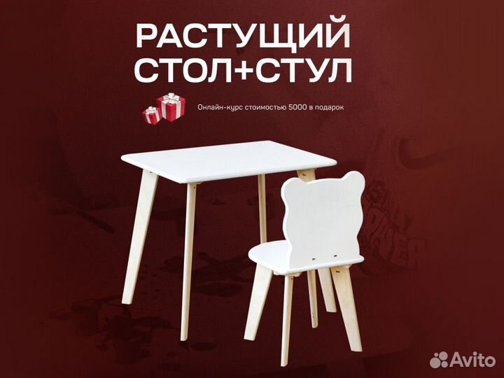 Растущий стол + стул комплект детский