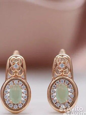 Серьги позолоченные с циркономи