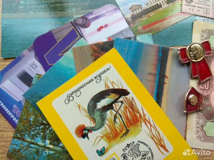 Открытки марки календарики купюры значки СССР