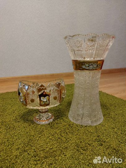 Хрустальная ваза богемия 2 шт