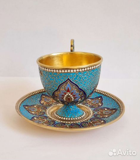 Кофейная пара. Серебро 84. Эмаль