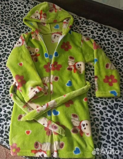 Детский махровый халат на замке-молнии, 166-122