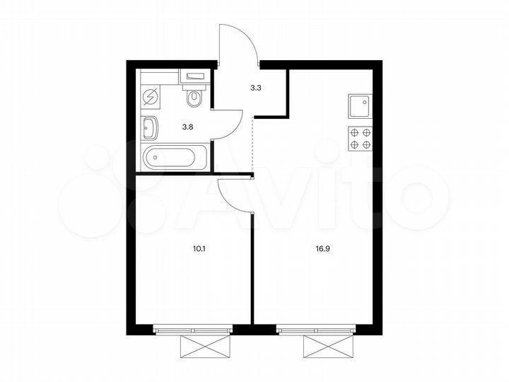 1-к. квартира, 34,1 м², 9/25 эт.