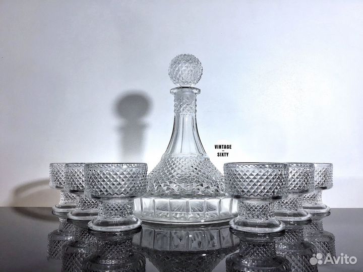 Штоф декантер и 6 бокалов Чехословакия 60-е гг