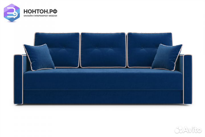 Диван еврокнижка Леон 3-х местный темно-синий