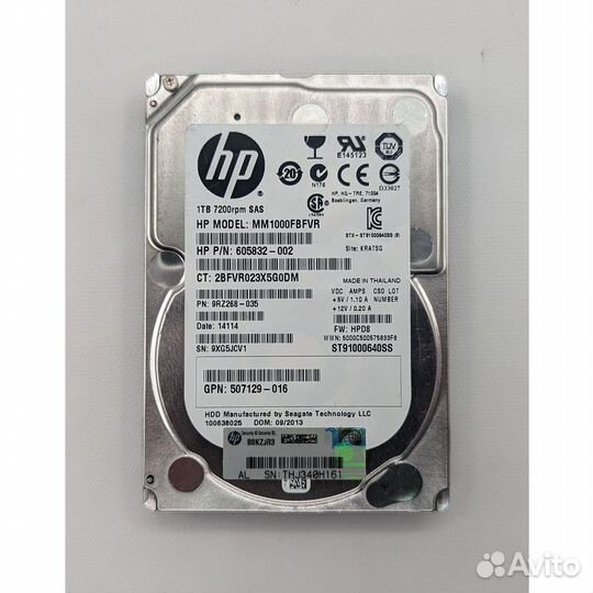 Жесткий диск 605832-002, mm1000fbfvr, 9rz268-035