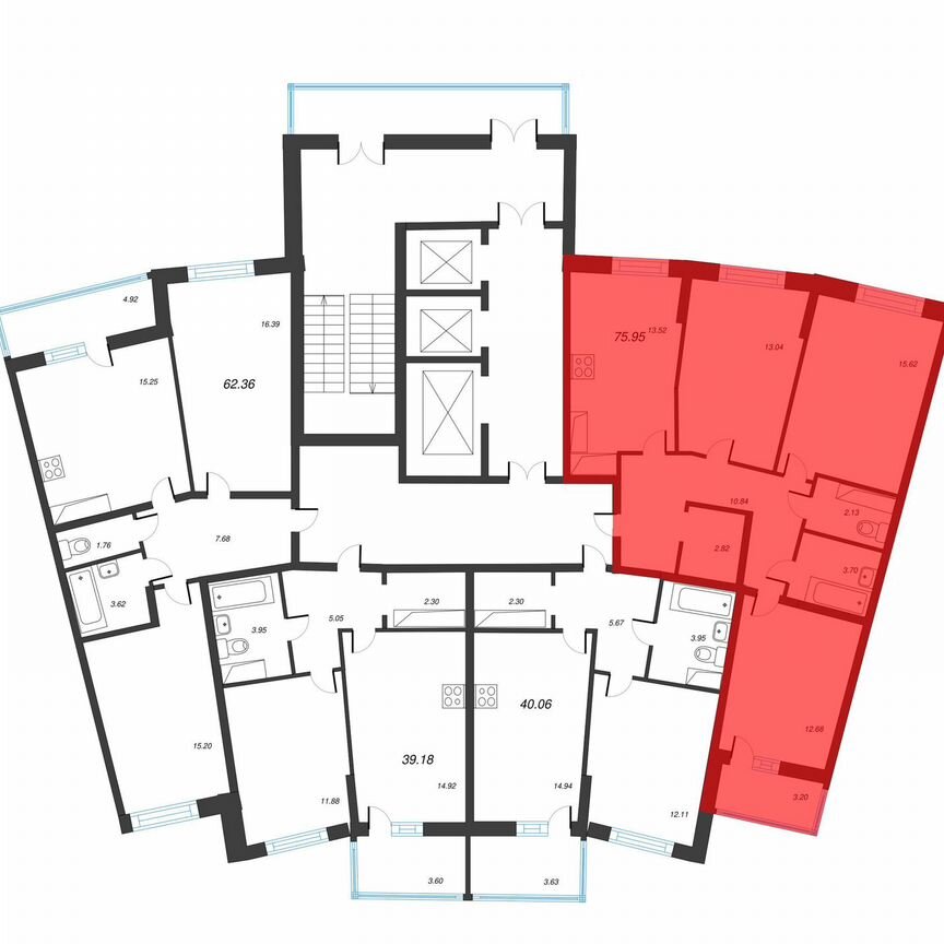 3-к. квартира, 77,6 м², 14/22 эт.