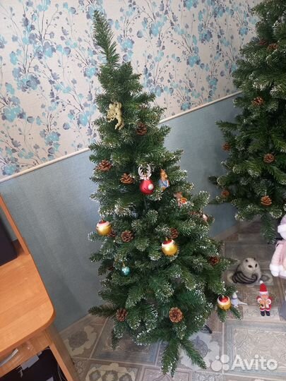 Ель искусственная с шишками, Премиум 150 см. +шары