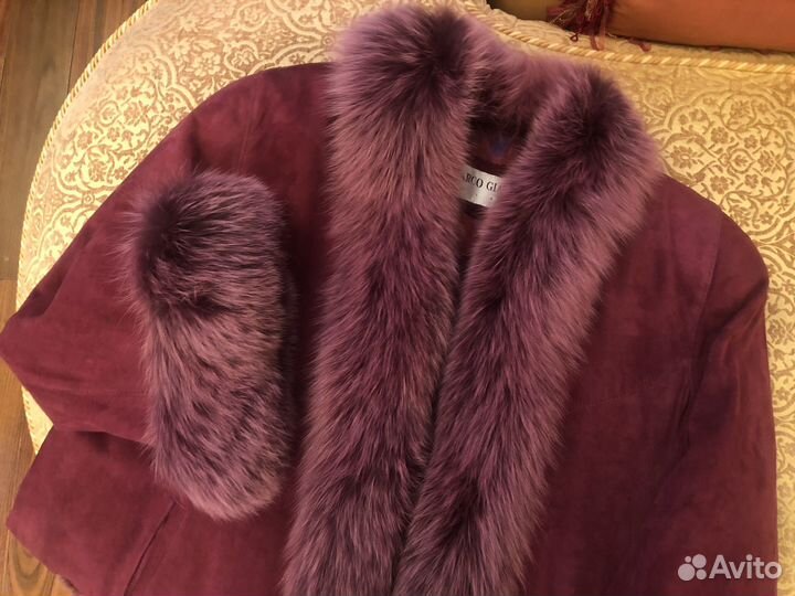 Пальто дубленка накидка замша Marco Gianoti