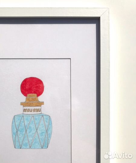 Фэшн иллюстрация с парфюмом Miu Miu