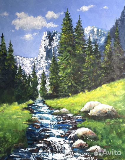 Картина маслом горный пейзаж