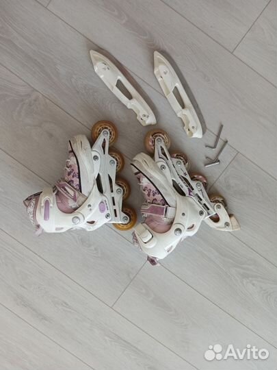 Раздвижные коньки ролики 2 в 1 роликовые explore