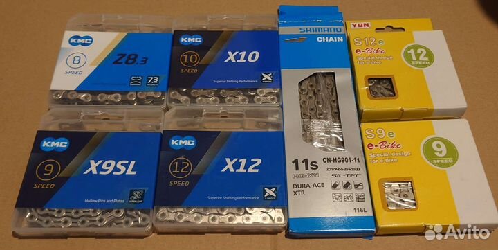 Цепи Shimano mtb HG95/601/701/YBN/KMC Z8/X9/X12