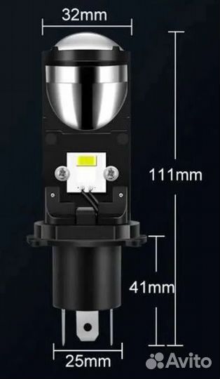 H4/Н19 светодиодные лампы с линзой, замена штатных