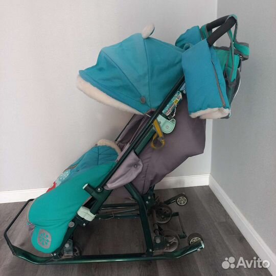 Детские санки коляска с колесами