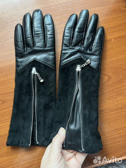 Перчатки кожа-замша