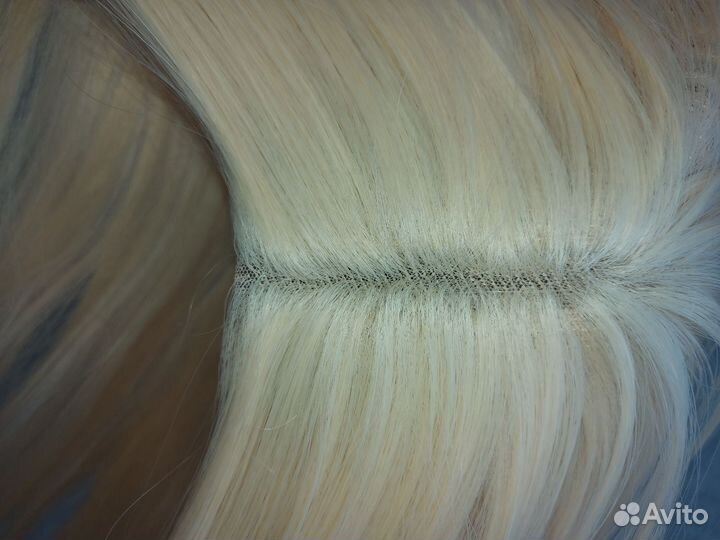 Парик блонд длинный с сеточкой на проборе, 60 см