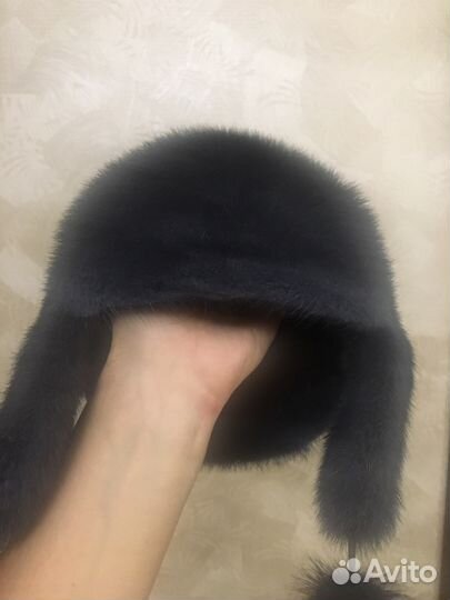 Норковая шапка (серо-голубая)